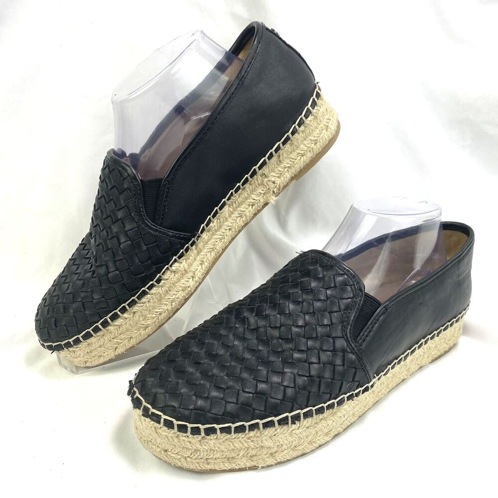 Sam Edelman Women's Size 10M Catherine Woven Black Leather Espadrilles